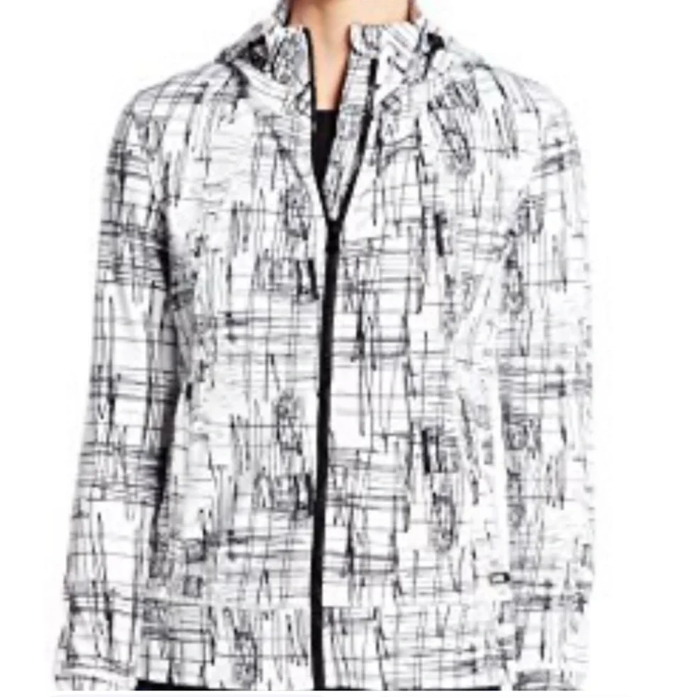 CALVIN KLEIN Performance Dry Black & White Jacket M W/Hood Zipper & Pockets NWOT